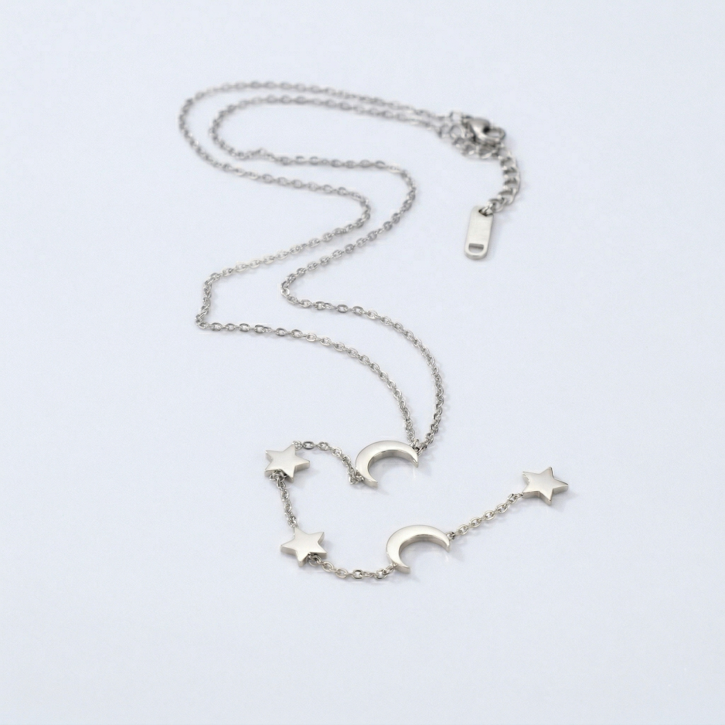 18K Celestial Charm Necklace 🌙✨