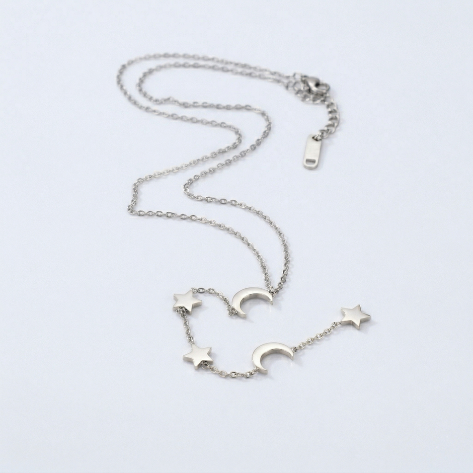 18K Celestial Charm Necklace 🌙✨