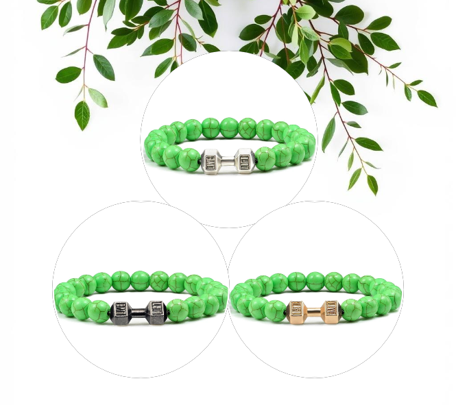 Iron Pulse – Dumbbell Beaded Bracelet