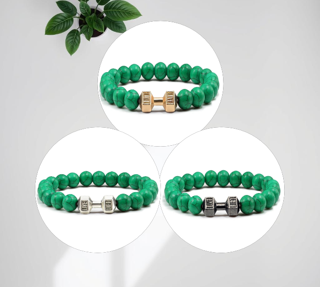 Iron Pulse – Dumbbell Beaded Bracelet