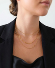18K gold necklace, layered necklace, triple-layer chain, rolo chain, paperclip chain, box chain, waterproof jewelry, tarnish-free necklace.