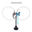 Cat toy with blue butterfly and gray mouse on a white background