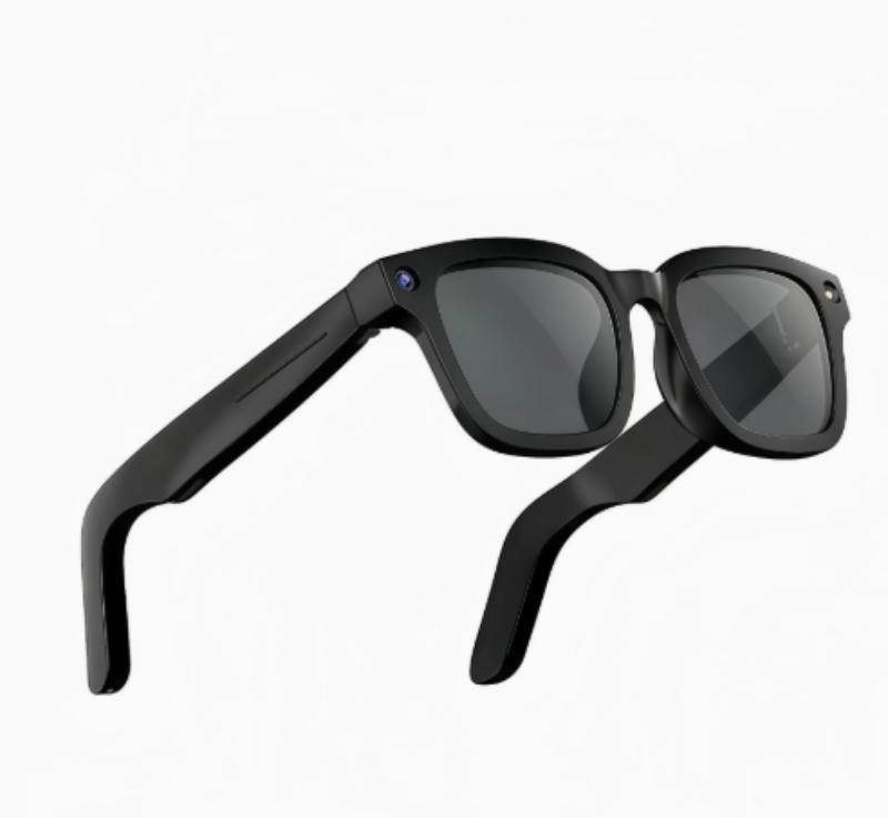 Black sunglasses with a white background
