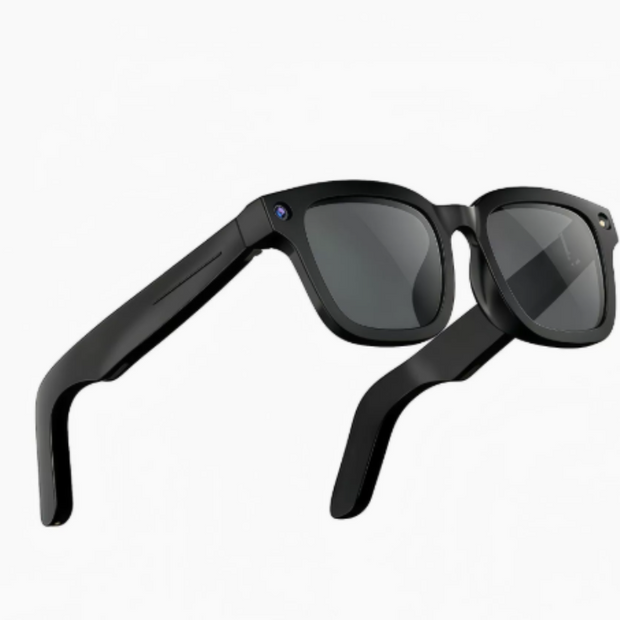Black sunglasses with a white background