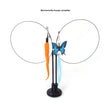 Butterfly and orange caterpillar fishing lures on a stand with text 'Blue butterfly Orange caterpillar'.