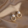 Pearl Hoop Drop Earrings
