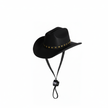 Black cowboy pet hat with gold studs on a white background