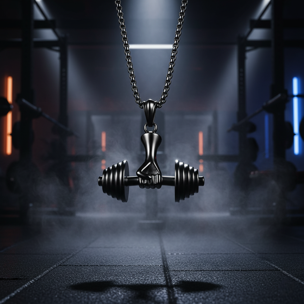 The Barbell Gripper Pendant | Dumbbell Hand Necklace