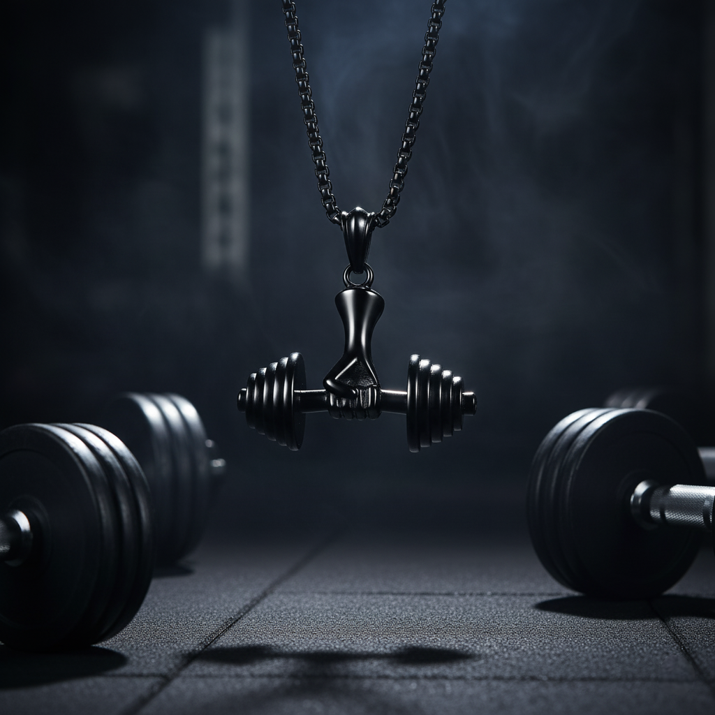 The Barbell Gripper Pendant | Dumbbell Hand Necklace