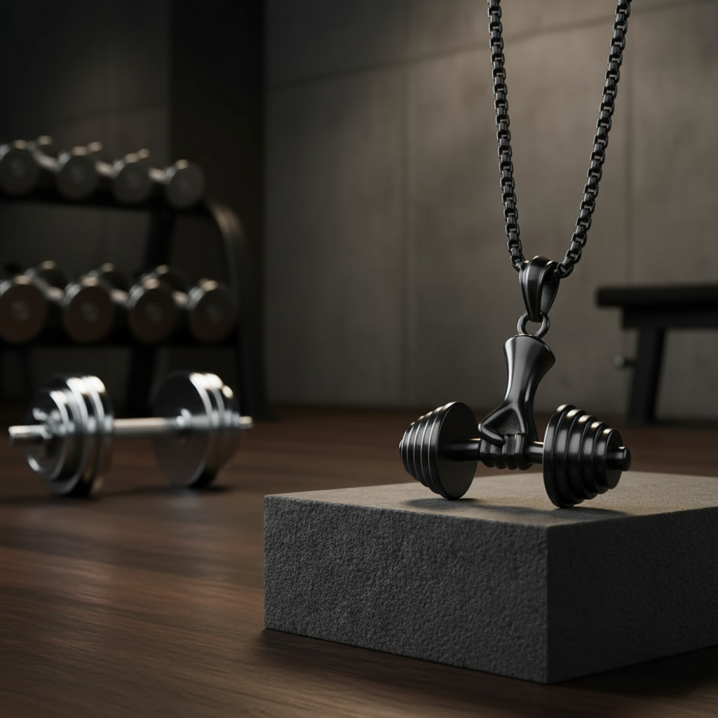 The Barbell Gripper Pendant | Dumbbell Hand Necklace