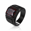 Black ring with a red gemstone on a white background