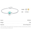 Bracelet featuring a turquoise gemstone, accompanied by a product information card displaying size and material details.