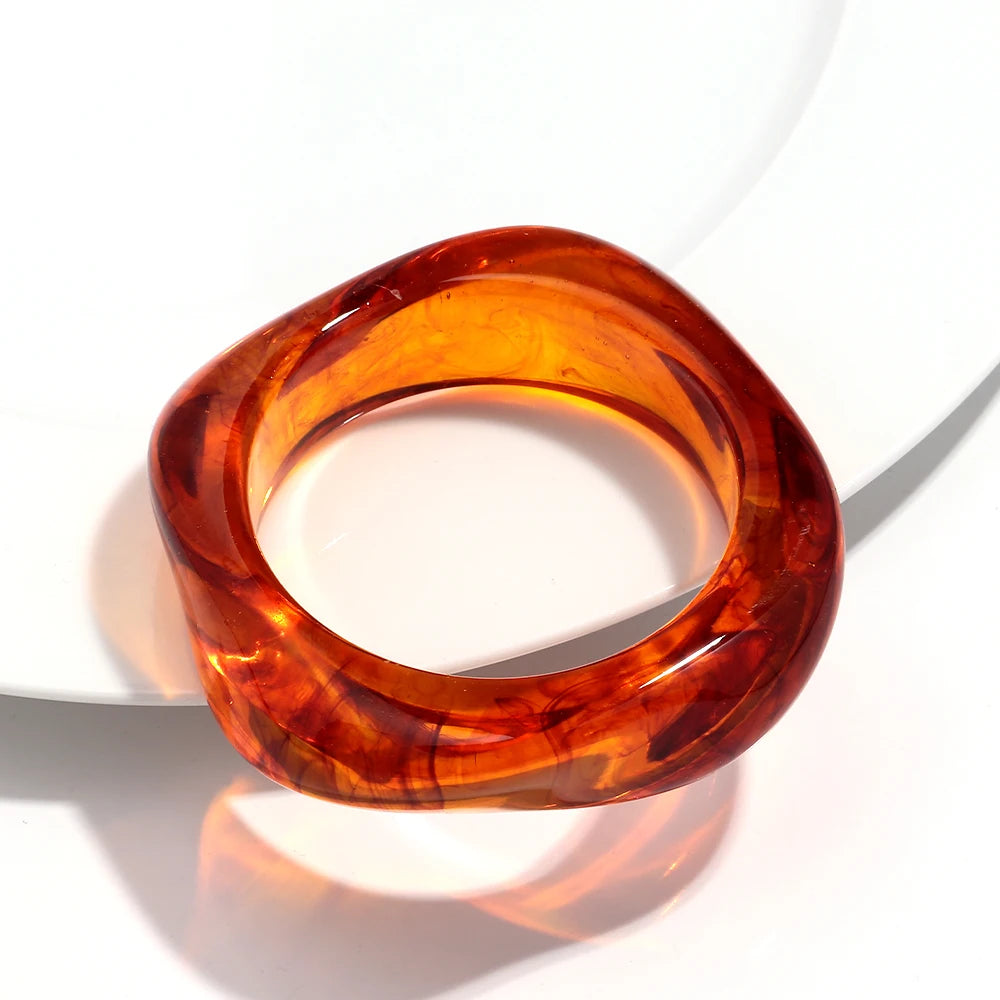 Acrylic Resin Bangle Bracelet, Trendy Chunky Statement Jewelry for Women
