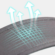 Close-up of a shoe insole with grid pattern and arrows indicating airflow.