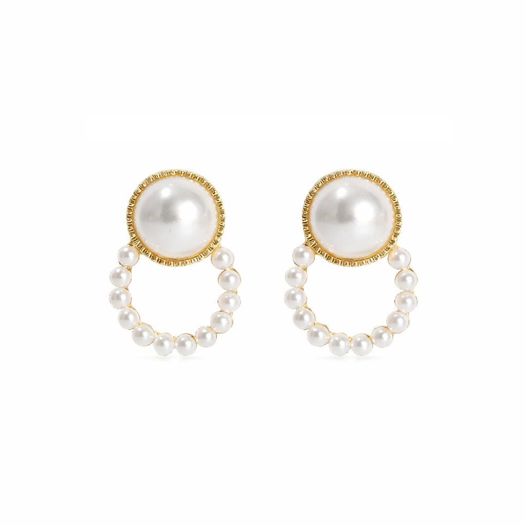 Pearl Hoop Drop Earrings