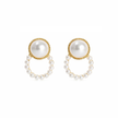 Pearl Hoop Drop Earrings