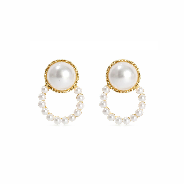 Pearl Hoop Drop Earrings