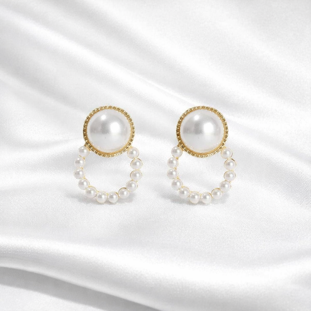 Pearl Hoop Drop Earrings