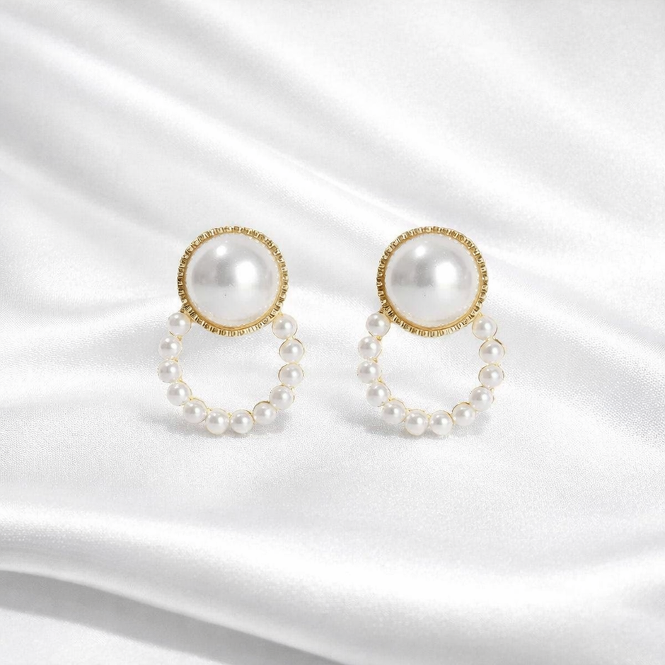 Pearl Hoop Drop Earrings