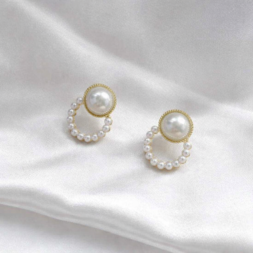 Pearl Hoop Drop Earrings
