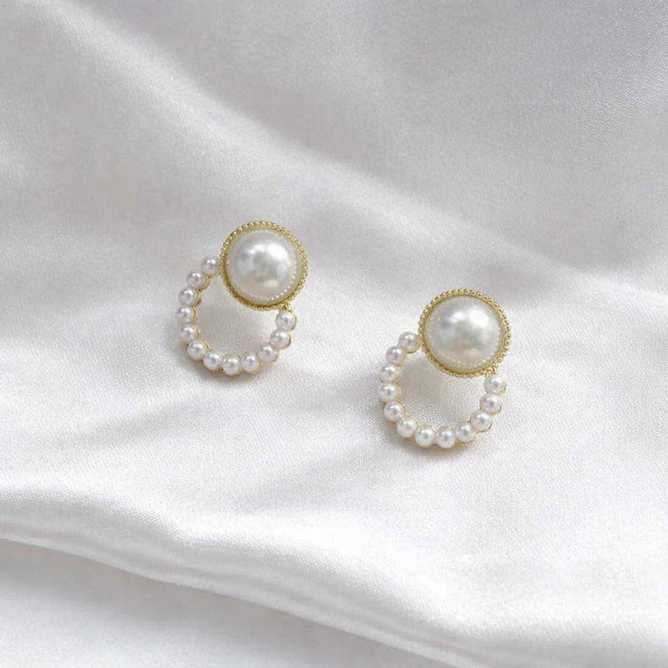 Pearl Hoop Drop Earrings