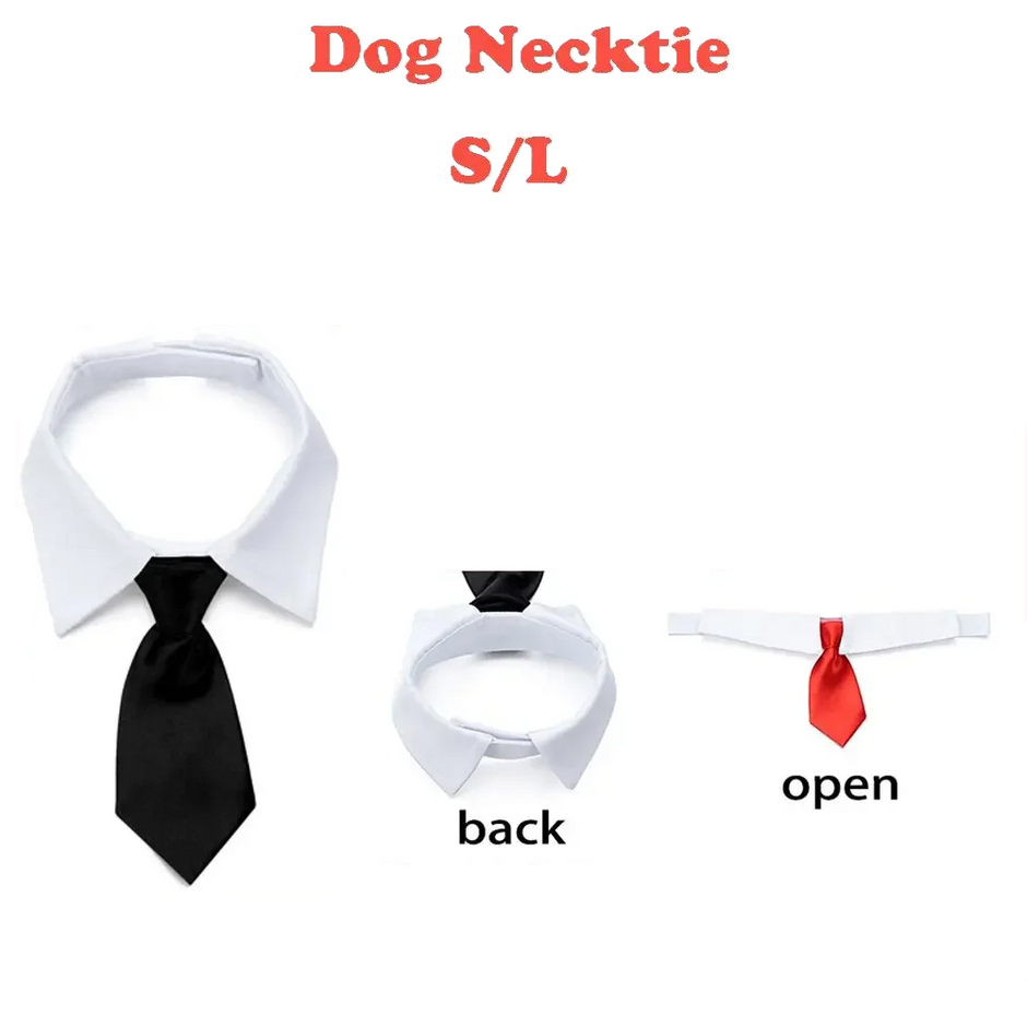 Dog necktie with black and red options on a white background