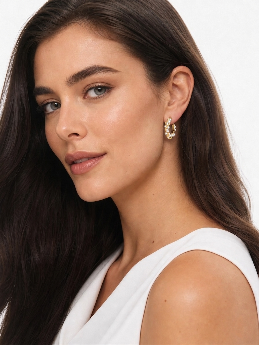 Pearl Circle Hoop Earrings
