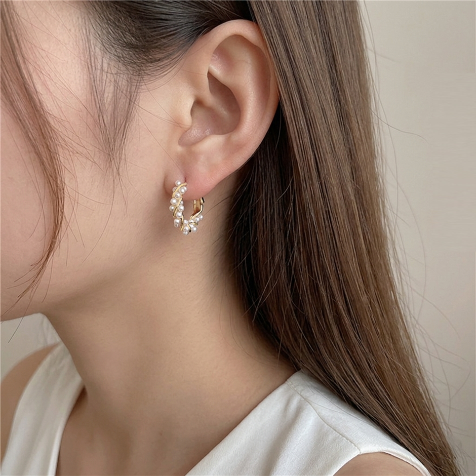 Pearl Circle Hoop Earrings