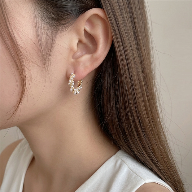 Pearl Circle Hoop Earrings