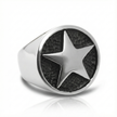 GUARDIAN STAR SIGNET Ring - Titanium signet ring with polished star on textured field