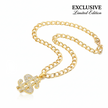 Gold chain necklace with a unique pendant on a white background, labeled 'Exclusive Limited Edition'.