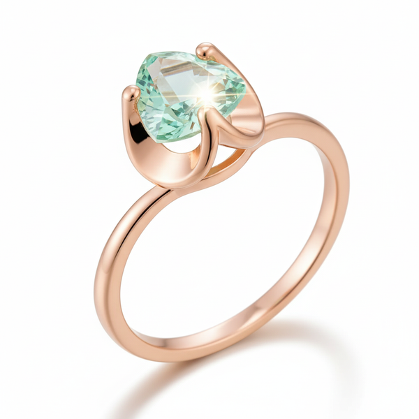 The Verdant Heart Solitaire | Green Zircon Rose Gold Ring