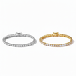 Gold and Silver-plated bracelet with AAA+ cubic zirconia on a white background