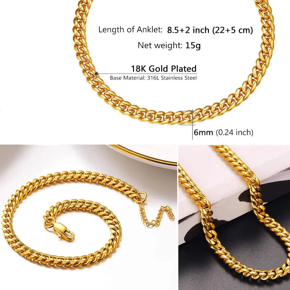 Gold chain anklet with product details