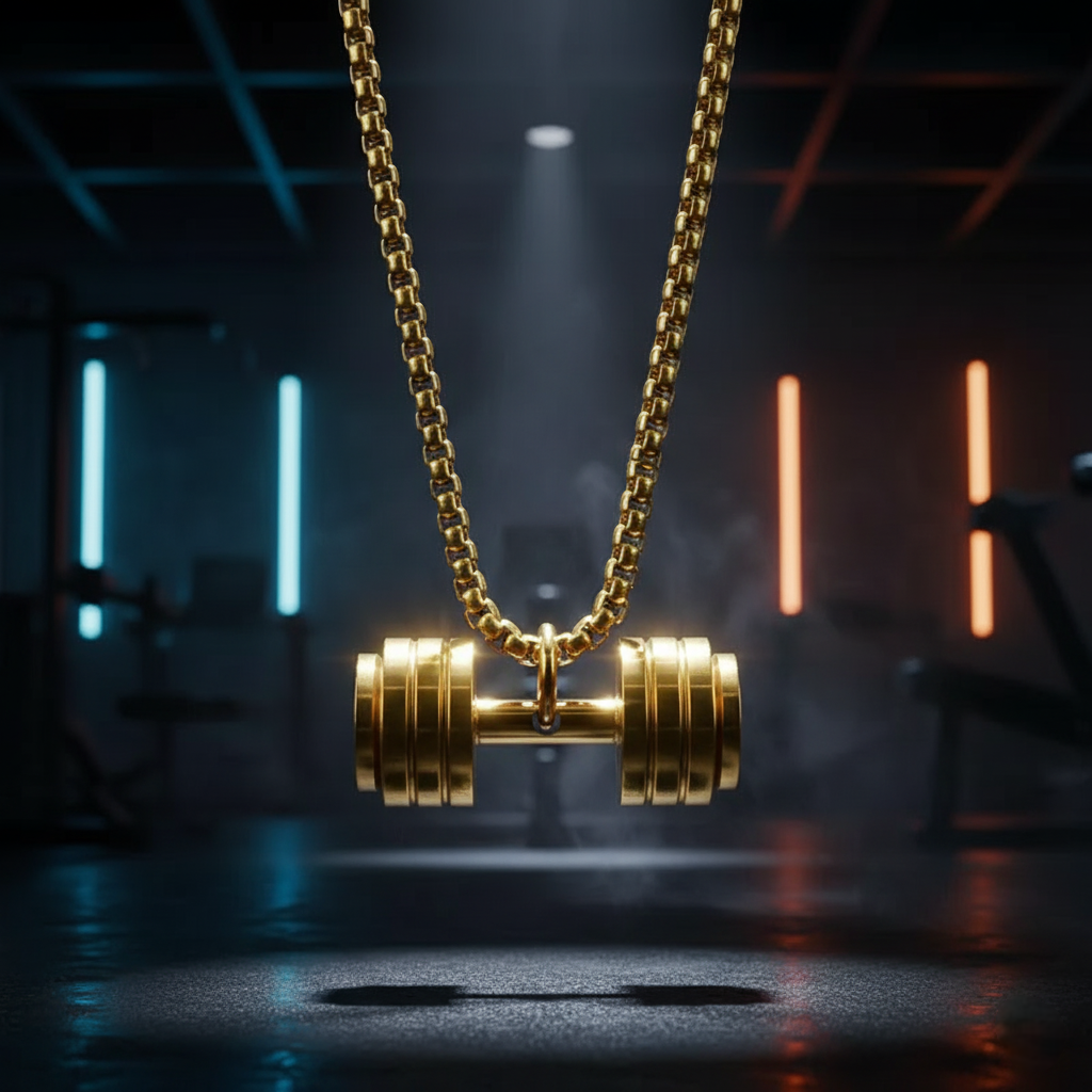The Iron Will Dumbbell Pendant | Minimalist Gym Necklace