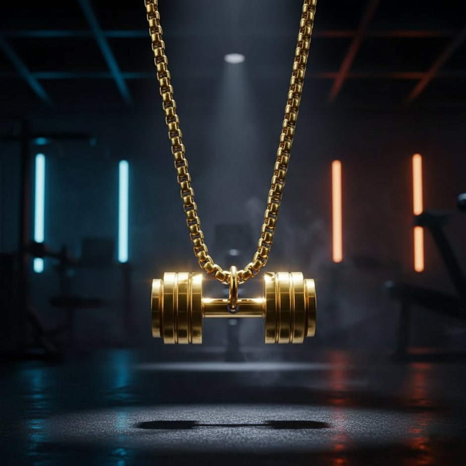 The Iron Will Dumbbell Pendant | Minimalist Gym Necklace