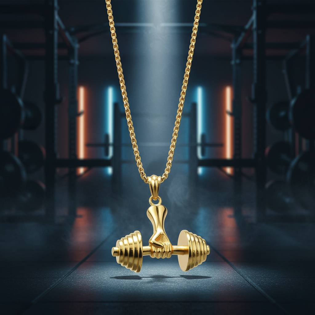The Barbell Gripper Pendant | Dumbbell Hand Necklace