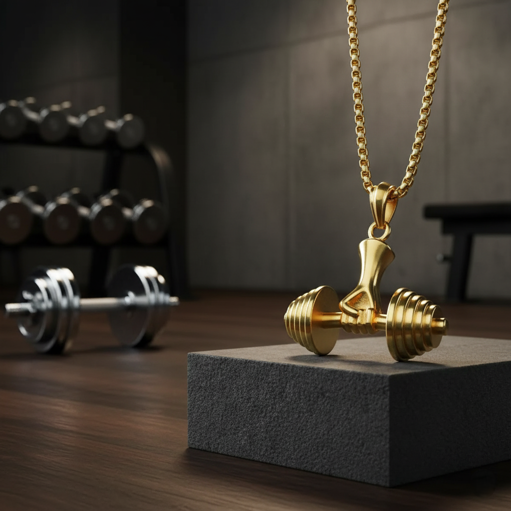 The Barbell Gripper Pendant | Dumbbell Hand Necklace