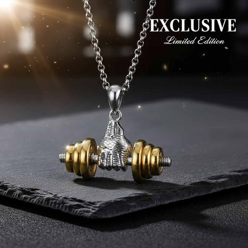 The Barbell Gripper Pendant | Dumbbell Hand Necklace