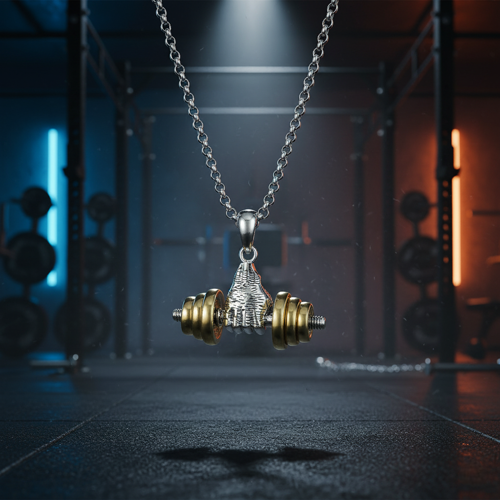 The Barbell Gripper Pendant | Dumbbell Hand Necklace