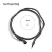 Black leather cord with measurements on a white background