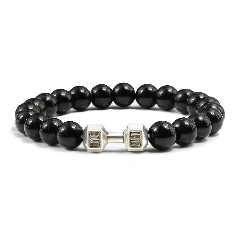 Iron Pulse – Dumbbell Beaded Bracelet