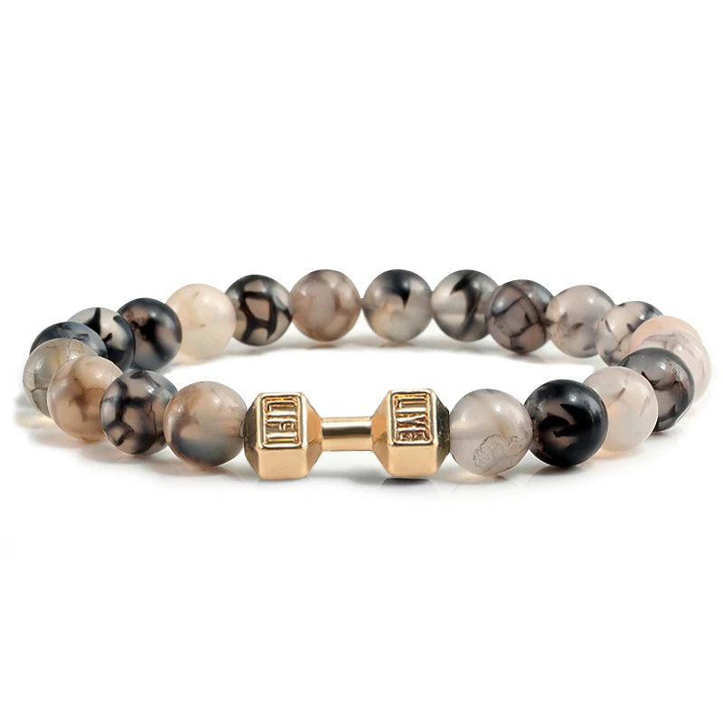 Iron Pulse – Dumbbell Beaded Bracelet
