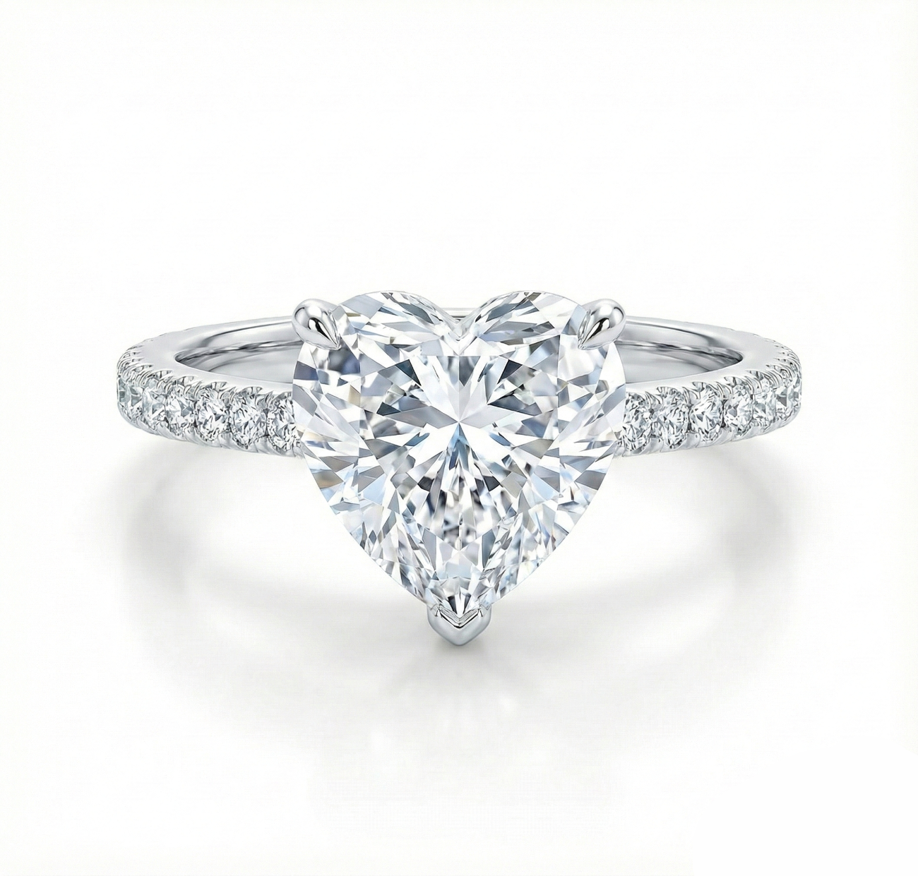 Heart-shaped Simulated diamond ring on a white background