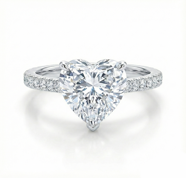Heart-shaped Simulated diamond ring on a white background