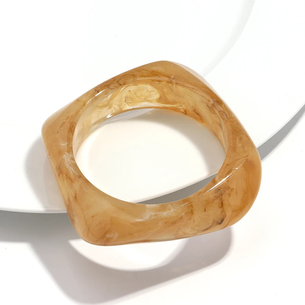 Acrylic Resin Bangle Bracelet, Trendy Chunky Statement Jewelry for Women