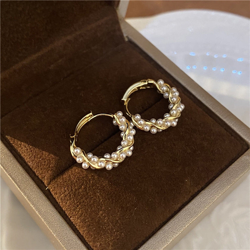Pearl Circle Hoop Earrings