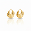 Pair of gold hoop earrings on a white background