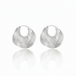 Pair of silver hoop earrings on a white background
