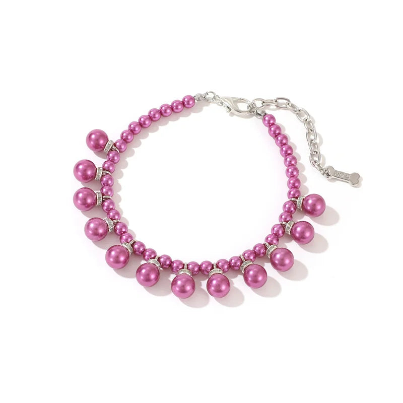 Pink pearl collar on a white background